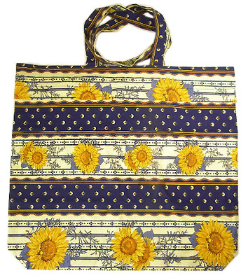Provence fabric Green shoulder bag - Eco bag (sunflowers. navy) - Click Image to Close
